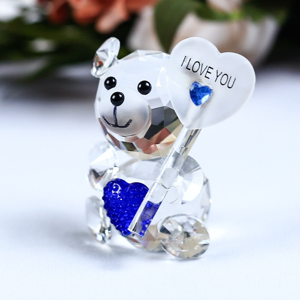 Cute Bear Crystal Figurine With A Heart Shaped Ornament