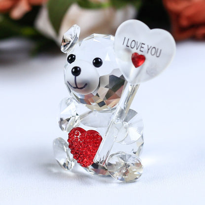 Cute Bear Crystal Figurine With A Heart Shaped Ornament