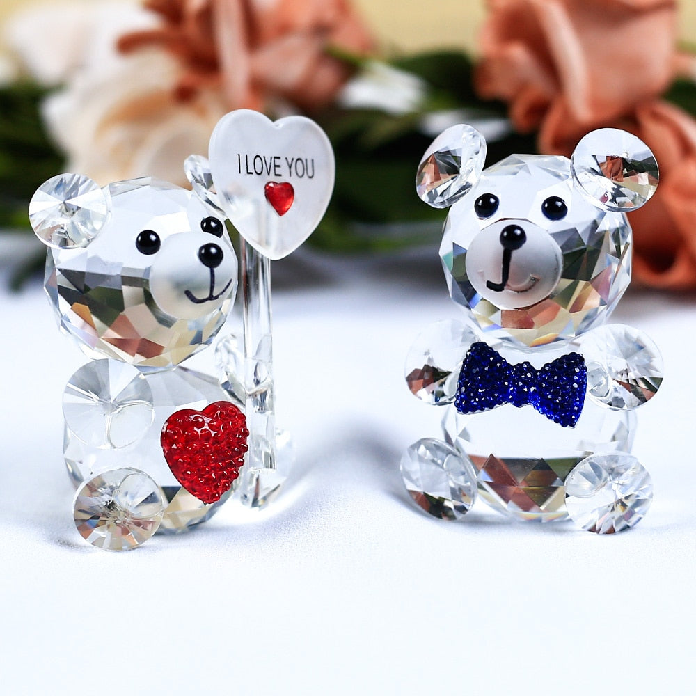 Cute Bear Crystal Figurine With A Heart Shaped Ornament