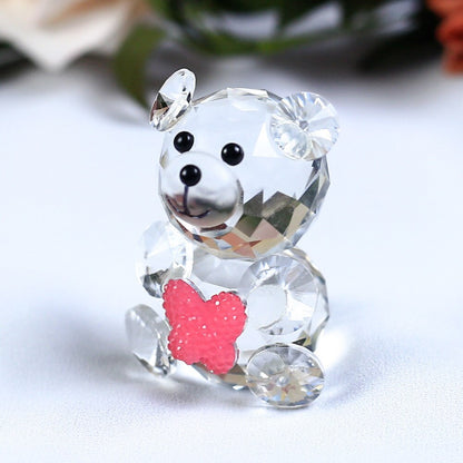 Cute Bear Crystal Figurine With A Heart Shaped Ornament