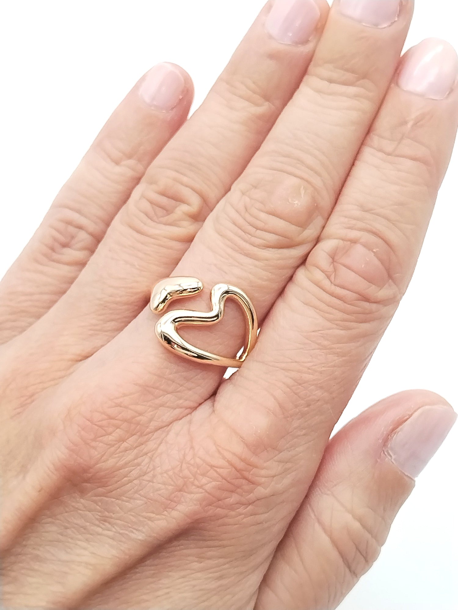 Open Heart Ring, Bold Gold Ring, Elegant Jewelry, Gifts, Anniversary, Valentine´s day, Women