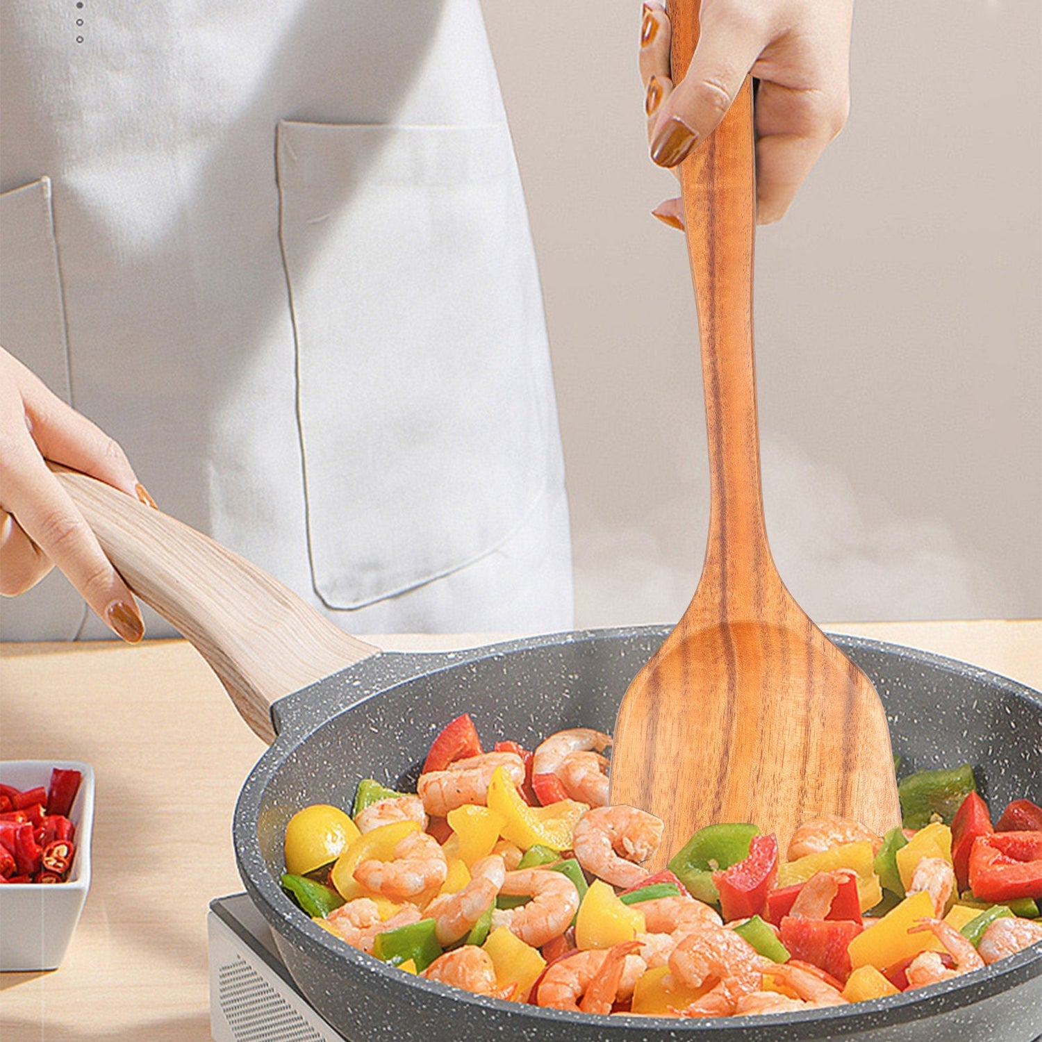 Elegant Eco-Friendly Teak Utensil Collection for Every Chef - Non-Scratch &amp; Easy to Clean