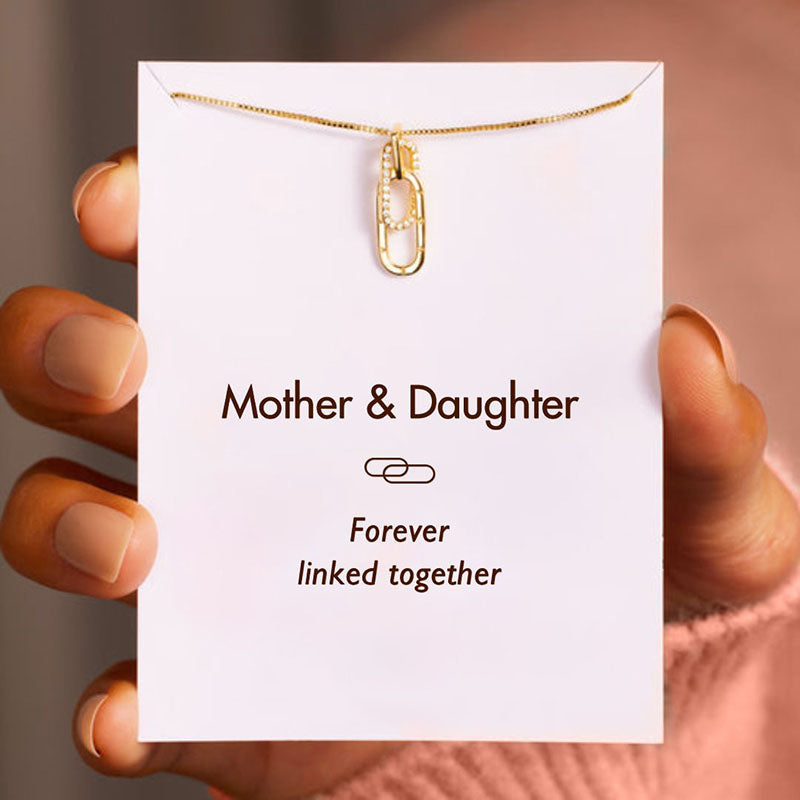 Mother &amp; Daughter Forever Linked Together Necklace S925 Sterling Silver