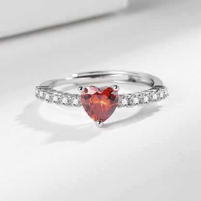 Red Heart Ring Box w/ Red Heart Promise Open Adjustable Ring