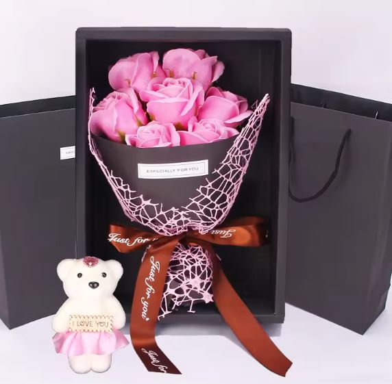 Roses Soap Bouquet Gift Box Little Bear Flower Creative Valentine&