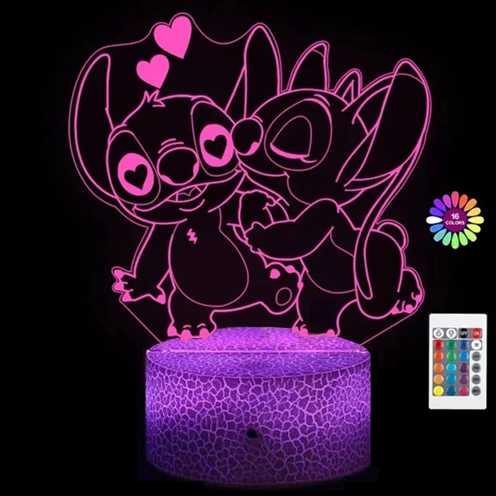 3D Cartoon Stitch Night Light with Remote &amp; Touch Control - A Cute Valentine&