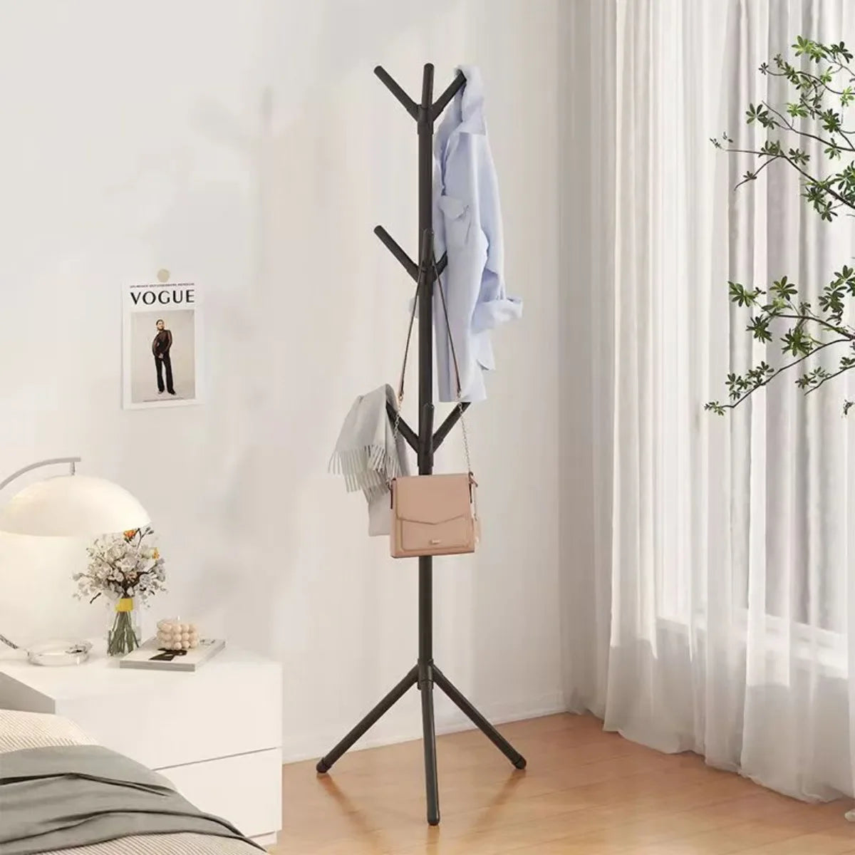 Hallway Coat Rack: Black &amp; White Modern Entrance Hanger Set