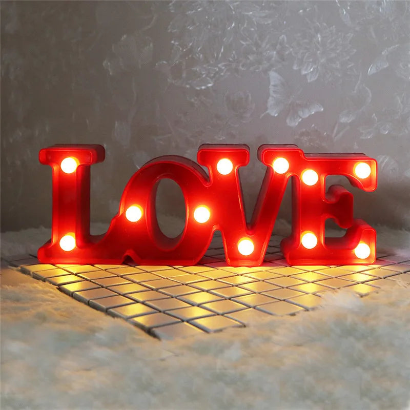 Romantic Love LED Lamp - Battery-Operated Night Light, Perfect Valentine&