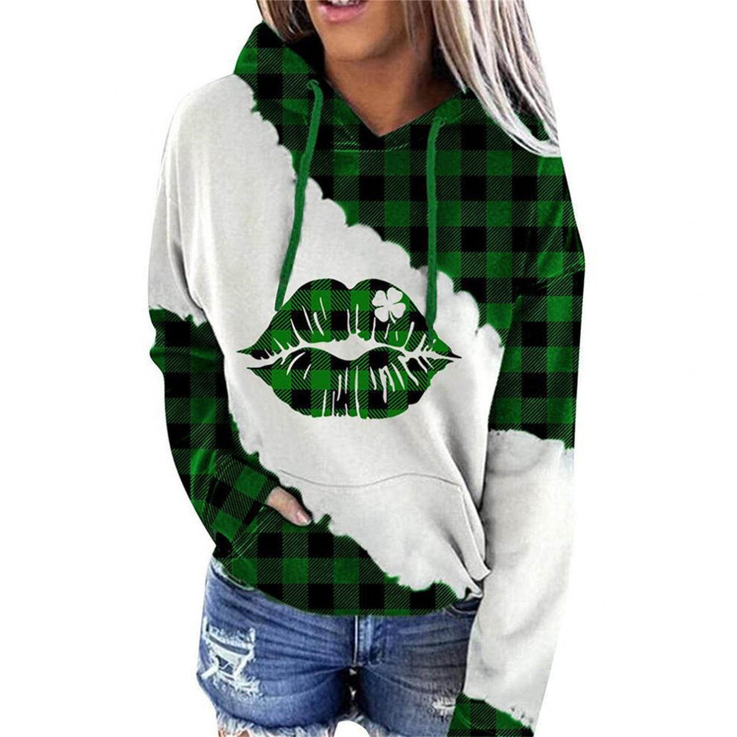 Women Sweatshirts Lucky Grass Print Streetwear Sweatshirts