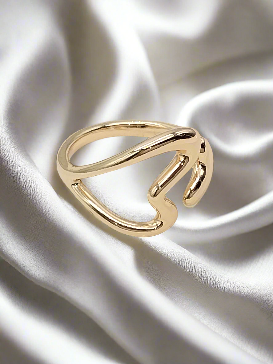 Open Heart Ring, Bold Gold Ring, Elegant Jewelry, Gifts, Anniversary, Valentine´s day, Women