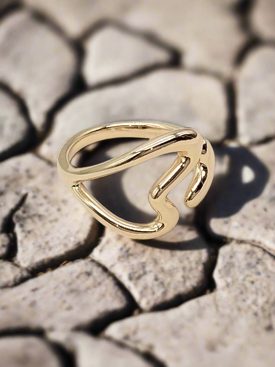 Open Heart Ring, Bold Gold Ring, Elegant Jewelry, Gifts, Anniversary, Valentine´s day, Women