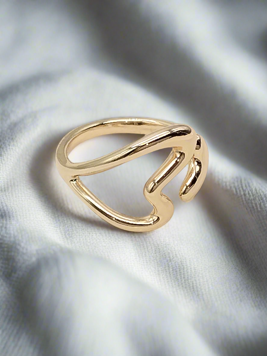 Open Heart Ring, Bold Gold Ring, Elegant Jewelry, Gifts, Anniversary, Valentine´s day, Women