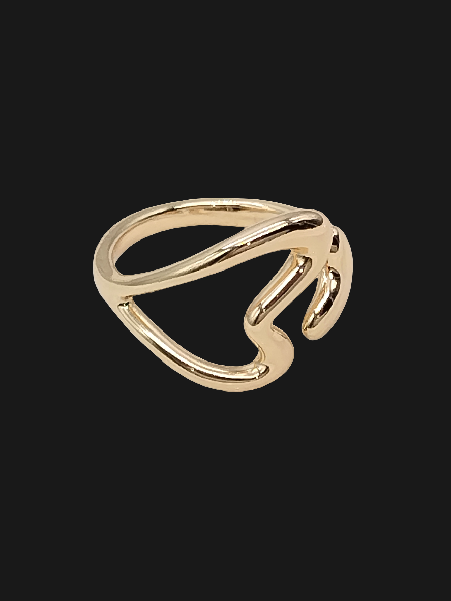 Open Heart Ring, Bold Gold Ring, Elegant Jewelry, Gifts, Anniversary, Valentine´s day, Women