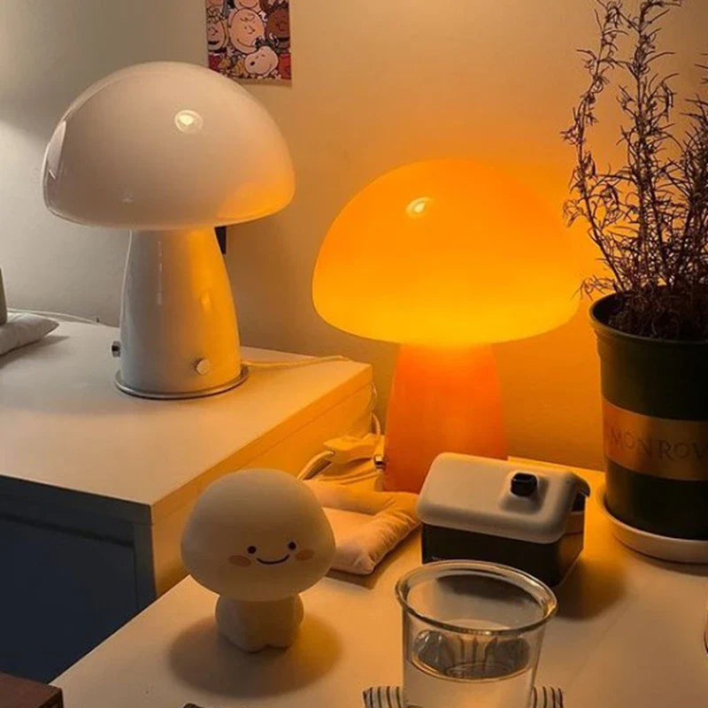 Whimsical Bedside Table Lamp: Small Mushroom Night Light