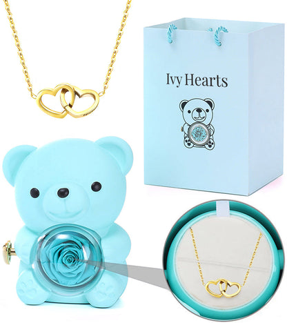 Eternal Love Rose Bear &amp; Engraved Necklace