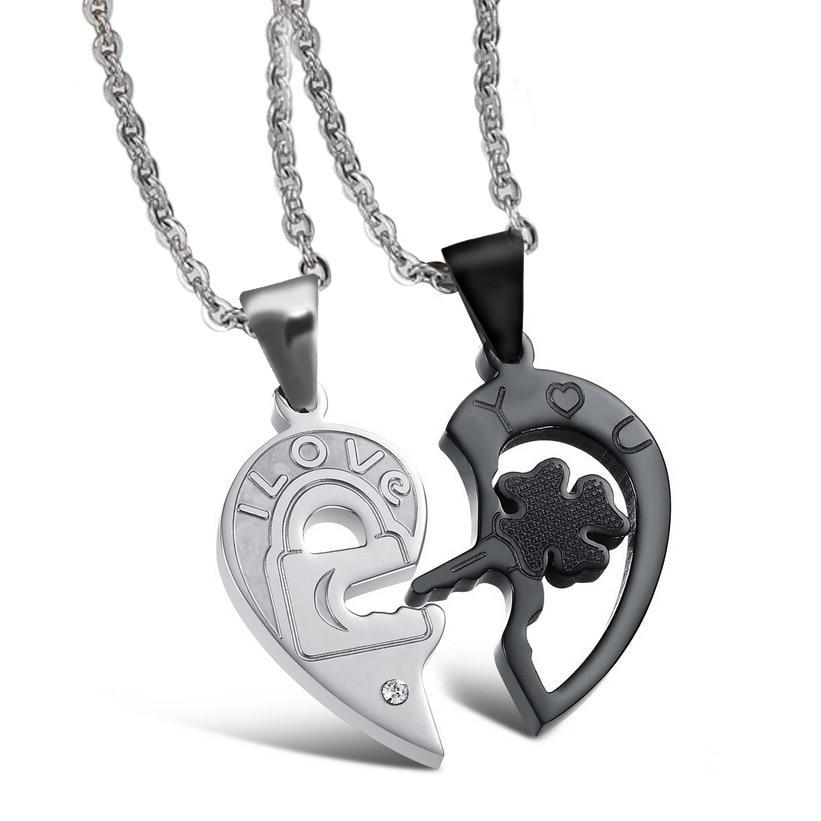 Lock and key couple necklace