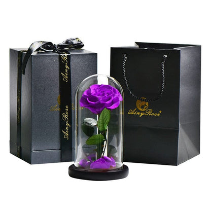 Preserved Natural Rose In Glass Dome + Gift Box