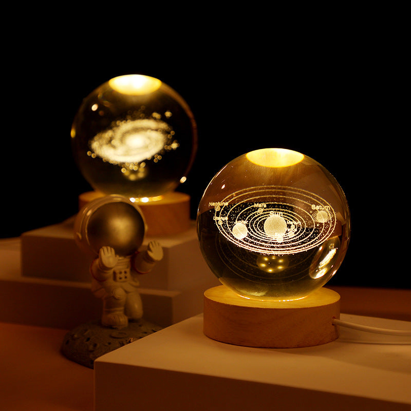 Crystal ball Night Light Crystal lamps Astronaut Planet Globe 3D Laser Engraved