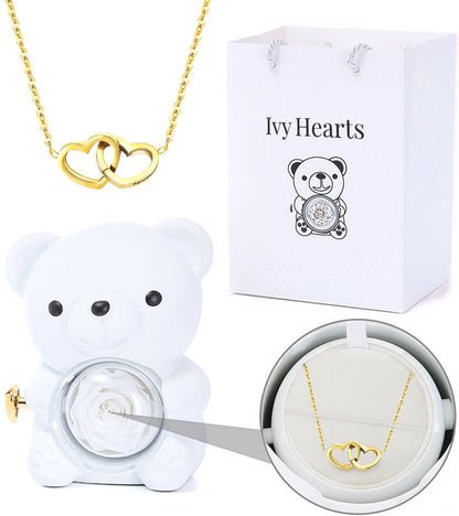 Eternal Love Rose Bear &amp; Engraved Necklace