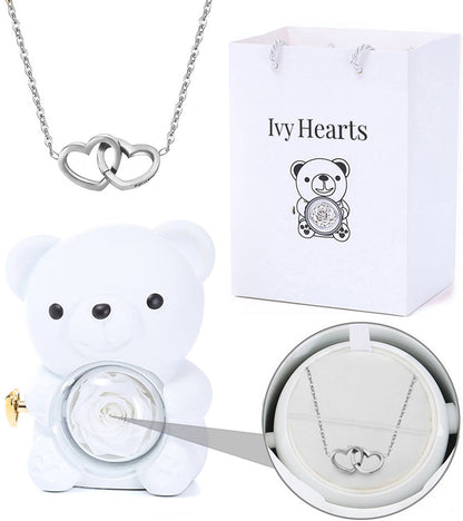 Eternal Love Rose Bear &amp; Engraved Necklace